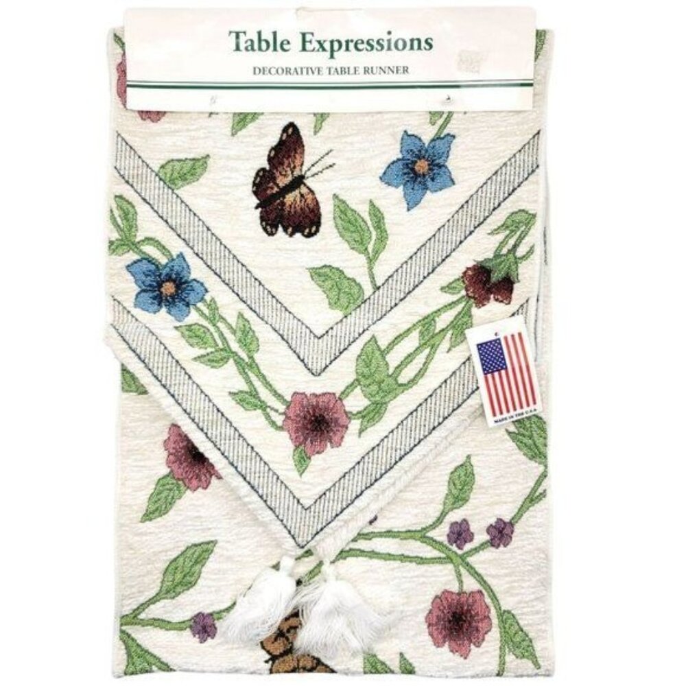 Table Expressions Flower Runner Butterfly Mariposa Spring Decor 13" x 72" NWT